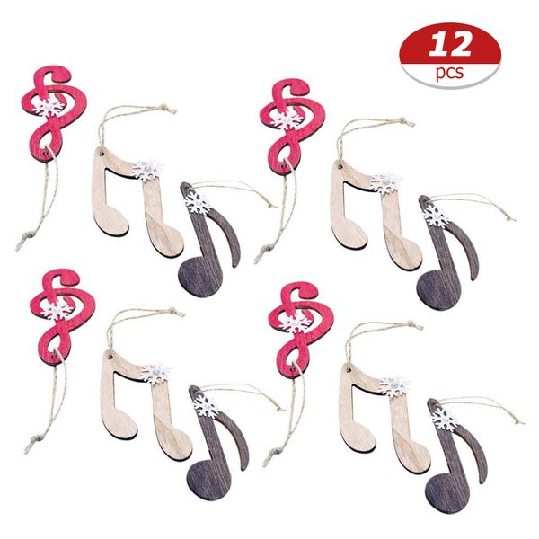 Christmas Ornaments Wooden Painted Snowflake Musical Notes
