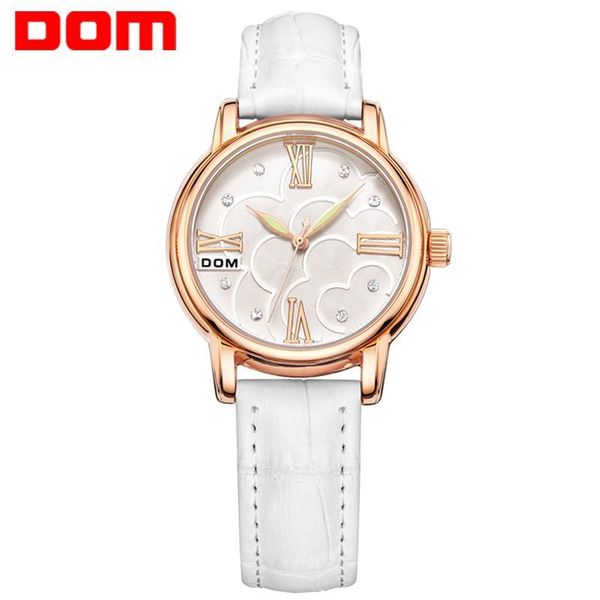 

watch women dom brand luxury fashion casual lady wrist watches leather waterproof quartz stylish relogio feminino g-1028, Slivery;brown