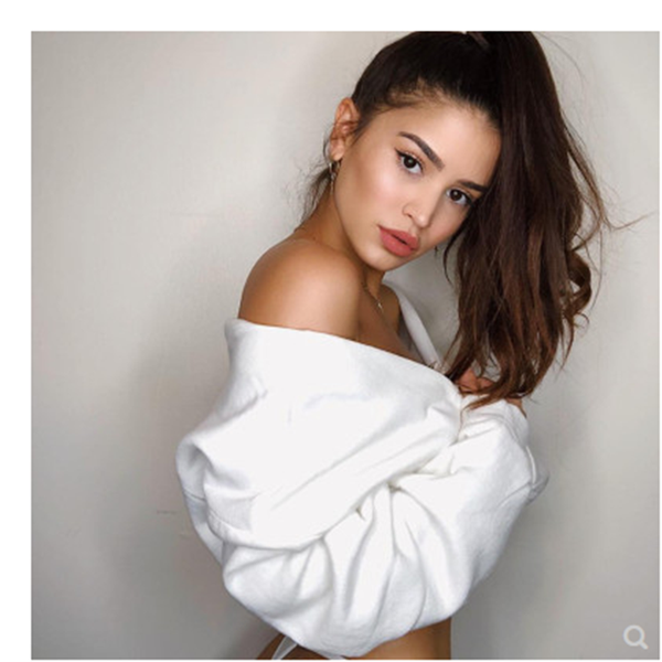 

толстовка уличная толстовка женщины sexy v образным вырезом толстовки хлопок трикотажные с длинным рукавом короткие футболки мода 2020 повсе, Black