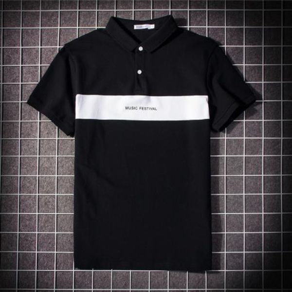 

поло мужские tshirts мода коротким рукавом лоскутная письмо печатных тройники mens отворотом tops лето мужской одежды, White;black