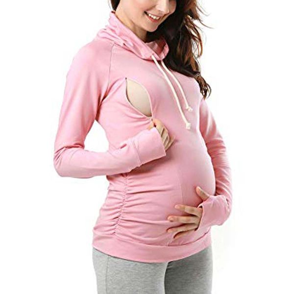 

women pullover breastfeeding maternity nursing solid zip casual long sleeves shirt breastfeeding casual hoodies sweatsgurts, White