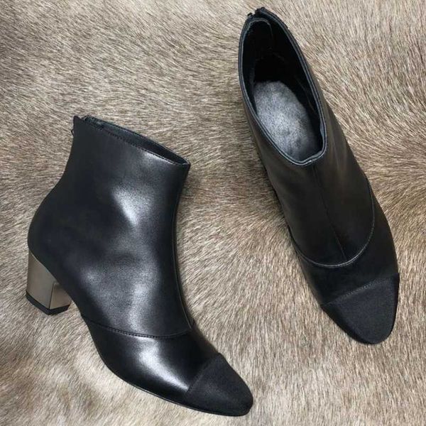 

brand design patchwork genuine leather boots spring autumn point toe women shoes zip ankle female boots, Black