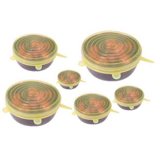 

6 pcs reusable silicone pot lid bowl covers wrap stretchable preservative film _wk