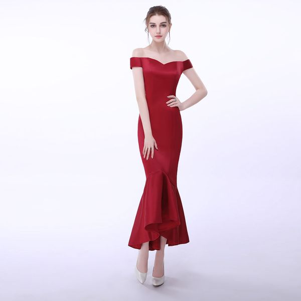 

новое прибытие пром платья партии vestido де феста аппликации лодка шеи платье элегантный шнуровке стиль оборками sexy русалка платье, Black