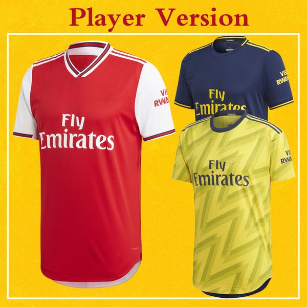 

player version gunner 2020 soccer jersey home red away yellow third navy blue maillot de foot 19 20 gunners football shirt, Black;yellow