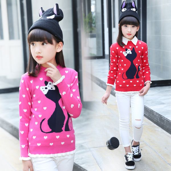 

kids sweaters 0-3 years cartoon cat fashion sweaters baby girls new design autumn and spring pullover thick sweater, Blue