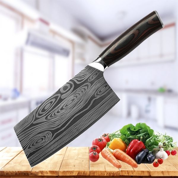 

5cr15mov stainless steel 6.5inch kitchen butcher knife cleaver knife chef knives with color wood handle