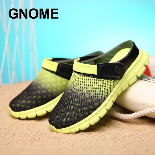

gnome big size 36-46 colorful men garden casual aqua male sandals summer slides beach swimming shoes, Black