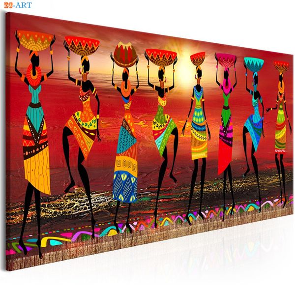 

африканские женщины танцы печати цветной плакат холст картина tribal wall art wall картины для гостиной украшения
