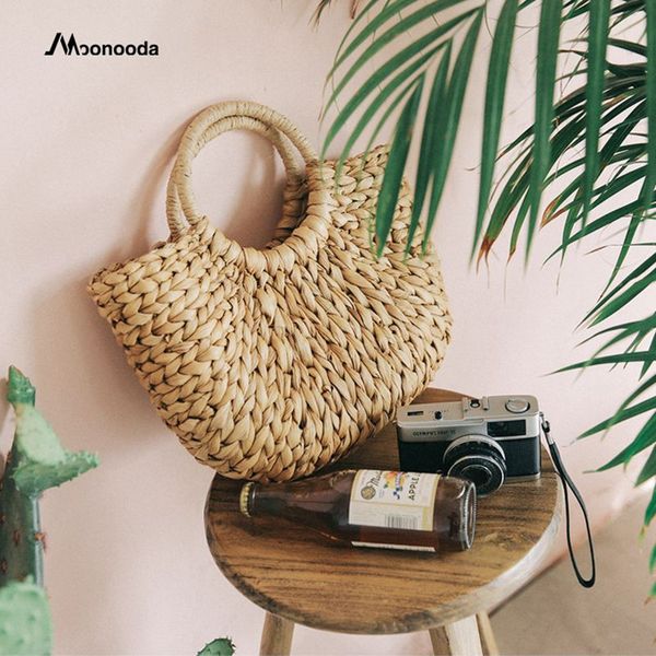 

moonooda women straw hand bag large shoulder tote bag bucket summer bags women tassel rattan braided bolsa feminina handbag