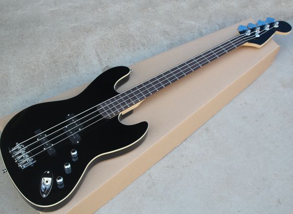 

black 4 strings electric jazz bass with rosewood fingerboard with white binding,chrome hardware,can be customized as request