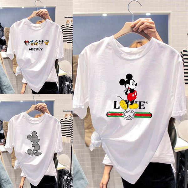 

100 cotton short-sleeved t-shirt women 2020 loose student cartoon printing ins fashionable women's women's top, White