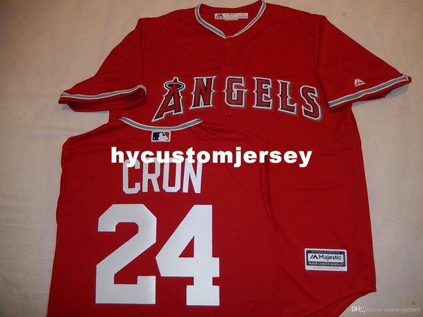 

custom majestic #24 cj cron "cool base" baseball jersey red mens stitched jerseys big and tall size xs-6xl for sale, Gray
