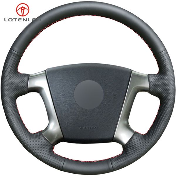 

lqtenleo black artificial leather diy car steering wheel cover for epica 2006 2007 2008 2009 2010 2011 2012 2013