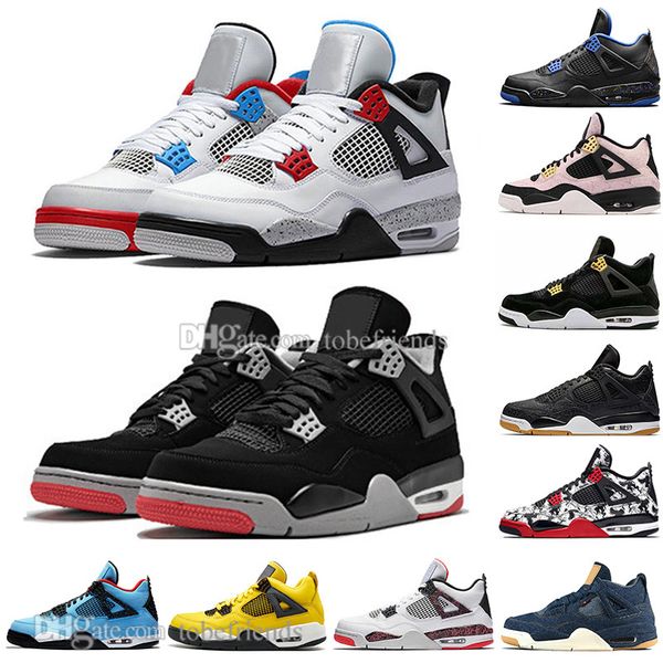

athletic bred 4 4s what the cactus jack laser wings mens basketball shoes denim blue tattoo pale citron men sports designer sneakers