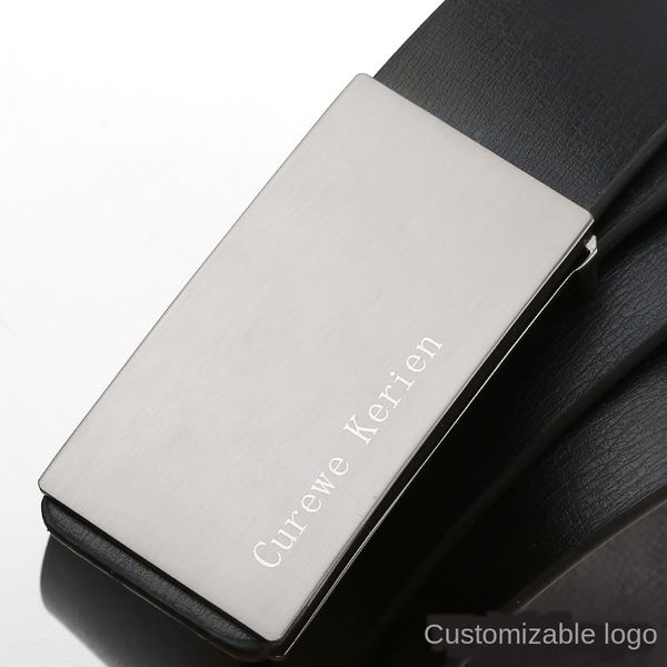 

oo5u8 men's genuine leather business casual double-sided cowhide smooth buckle men's genuine leather belt business casual double-s, Black;brown