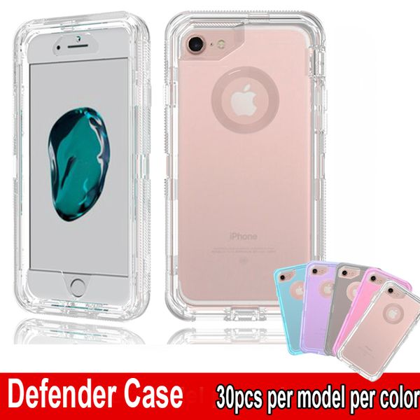 Spartan Clear Defender Case à prova de choque resistente transparente protetor de telefone capa de armadura para iphone XR XS Max 6 7 8 Plus sem clipe de cinto