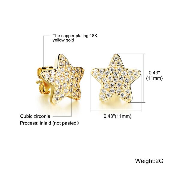 

di-176 delicate gold cz zircon star pendant stud earrings for women girls cubic zircon party wedding jewelry gift, Golden;silver