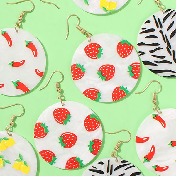 

корейский стиль девушка небольшой свежая дикая геометрическая круглые серьги личность творческой тарелка с фруктами печатных сереги, Golden