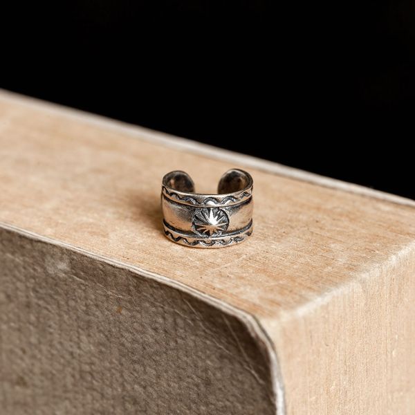 

925 sterling silver biker women sun totem cuff wrap single earring a1431