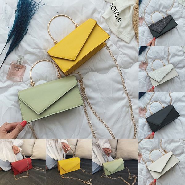 

ladies pu leather chain mobile phone shoulder bags handbags 7 colors small square bag handbag messenger bag purse jy373