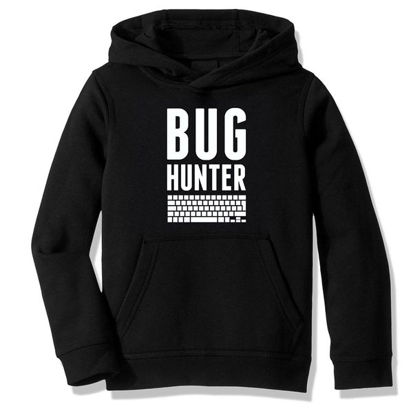 

fleece hooded sweatshirt hoodies bug funny developer programmer coder joke casual clothing, Black