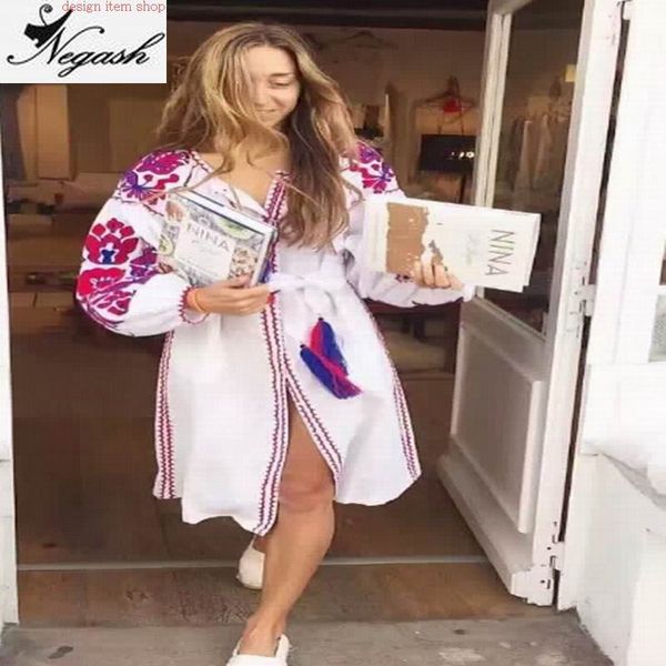 

brand 2018 women dress retro floral embroidered vintage white hippie boho dresstunic long beach maxi dress vestidos 58, Black;gray