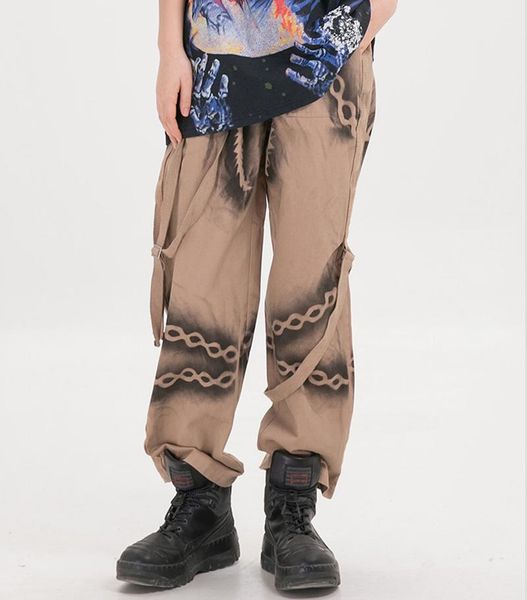 

hip hip mens 3d chain printed pants fashion designer 2020 spring summer cargo sweatpants streetwear harem pants casual joggers y396, Black