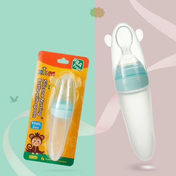 

90ml toddler silicone squeeze feeding spoon milk bottle baby training feeder supplement safe newborn baby feeding bottle