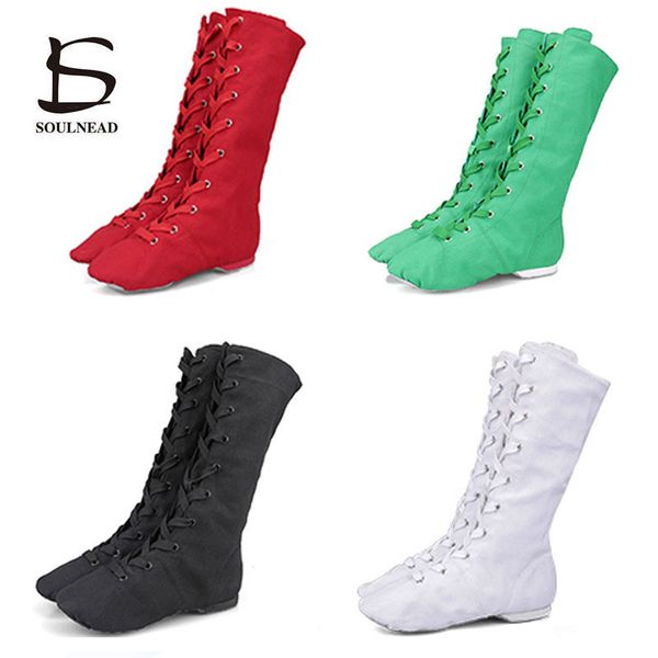 

canvas jazz ballet shoes wholesale girls soft sole women lace-up long sports dancing boots black red men sneakers dance shoes