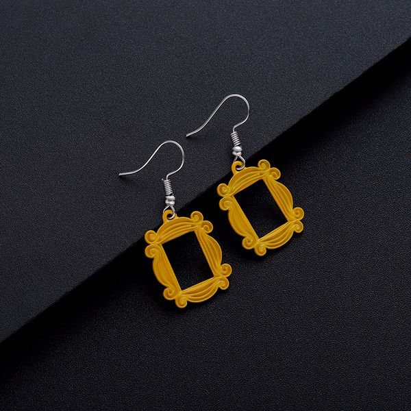 

friends tv show big earrings peephole frame yellow earring classic jewelry friend/valentine'day gift women earring, Silver