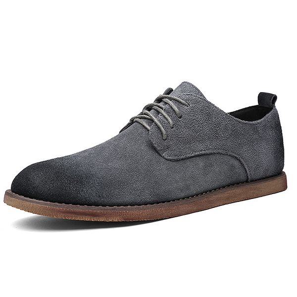 

new business casual men shoes designer black rubber pointed toe summer brush lace up suede british style