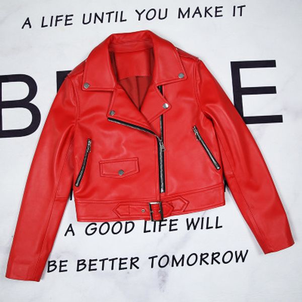 

2020 women spring genuine real sheep leather jacket e11, Black