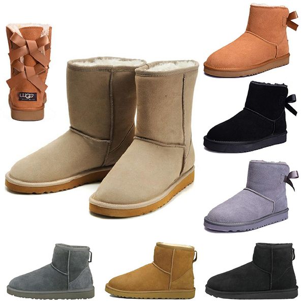 

wgg women boots short mini australia knee tall winter snow boots designer bailey bow ankle bowtie black grey chestnut red size 5-10