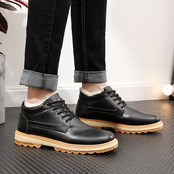 

30 warm shoes men winter boots 2019 fashion brand cotton shoes men ankle boots cold winter male footwear non-slip a1916, Black