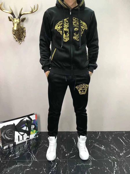 

tracksuit men set brand men's hoodie with pants sporting suit track sweat print sweatsuit male sportswear men jacket new big size -3xl, Gray