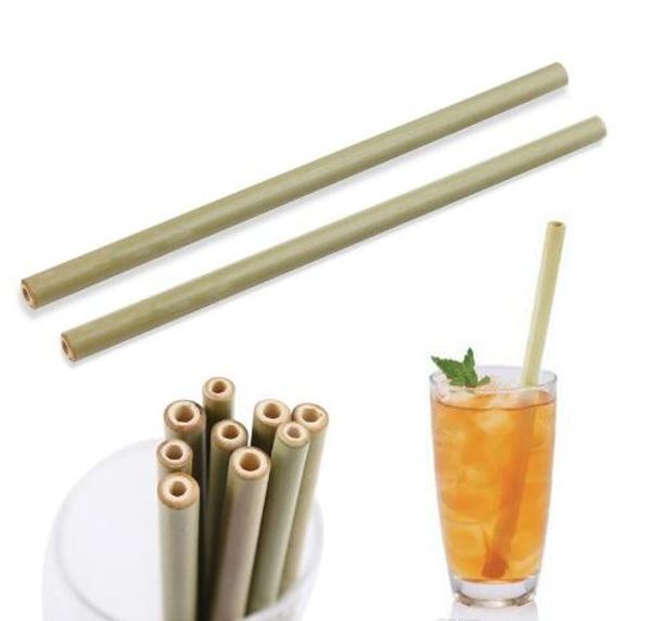 Parti düğün çubuğu içme araçları GB15 için% 100 Doğal bambu saman 23cm yeniden içme saman çevre dostu meşrubatlar kamışlar temizleyici fırça