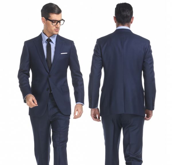 

royal blue two piece business party men suits 2020 notched lapel trim fit two button wedding groom tuxedos new (jacket + pants, Black;gray