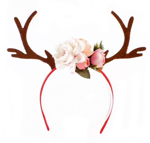 

women girls flower crown deer antler ears flower hairband headband christmas party costume headbands birthday headwear gift