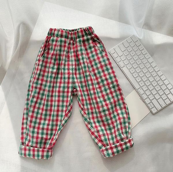 

2020 korea style girls plaid pants summer cotton fashion girls pants 1-6t ho723, Blue
