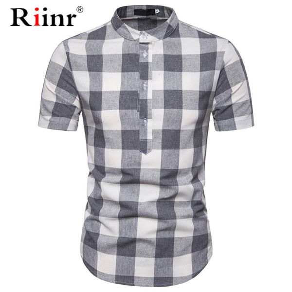 

white and black plaid shirt men shirts 2019 new summer fashion chemise homme mens checkered shirts short sleeve shirt men, White;black