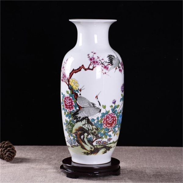 

jingdezhen white ceramic vase pottery decoration chinese paintings vase flower flower arrangement modern home decoration