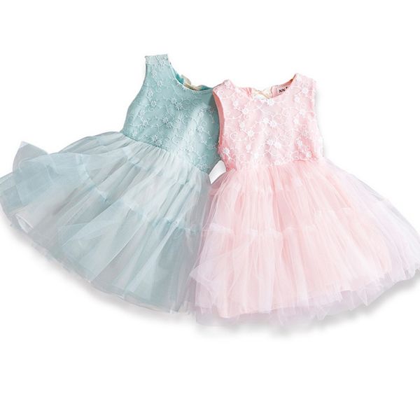 

2020 new girl dress back bow lace fluffy tulle sundress sleeveless princess dress baby clothes e16881, Red;yellow