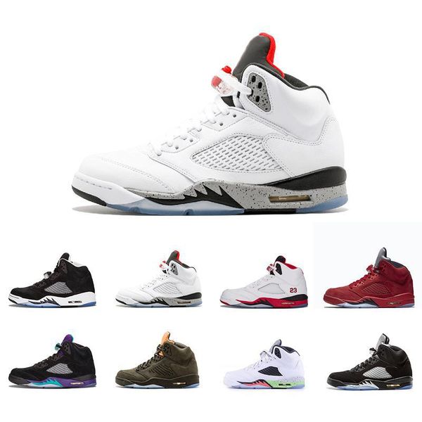 

2018 new 5s raging bull red suede blue suede men basketball shoes 5s sport shoes sneakers size eur 41-47