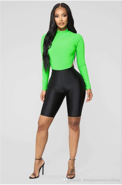 

womens skinny shorts 2020 solid color high waist slim cycling short pants sports female clothing, White;black