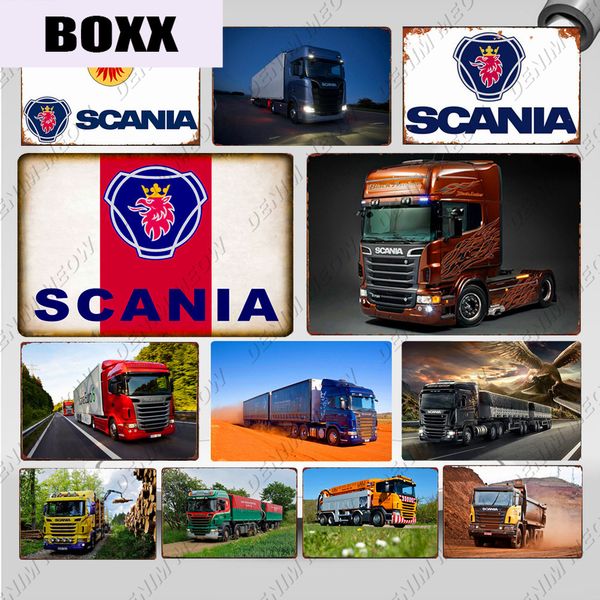 

scania металлическая вывеска табличка старинные тяжелый грузовик жестяная вывеска ретро стены искусства плакат для гаража бар паб человек пе