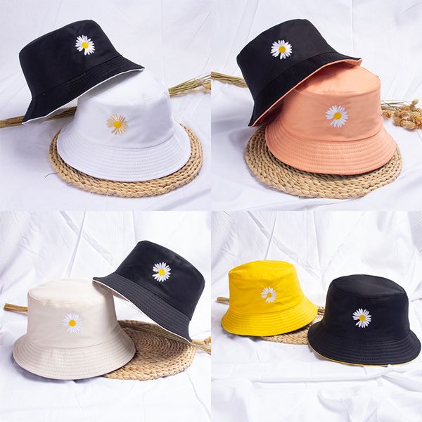 

fisherman hat daisy flower double-sided sweet cute korean shade student wild sunscreen sun net hat tide men women sunscreen, Blue;gray