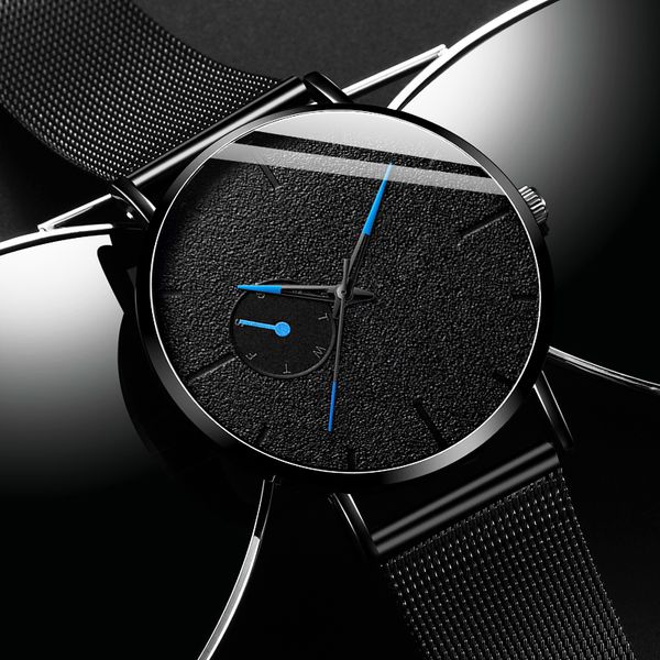 

relogio masculino 2020 fashion black minimalist watches men business stainless steel mesh belt ultra thin quartz wrist watch, Slivery;brown