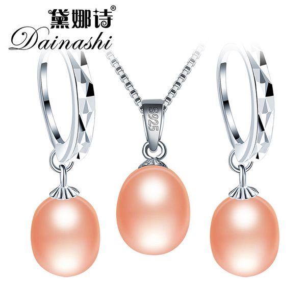 

dainashi jewelry sets freshwater pearl jewelry sets oorbell and hang 925 sterling silver wedding fashion for women 2018, Black