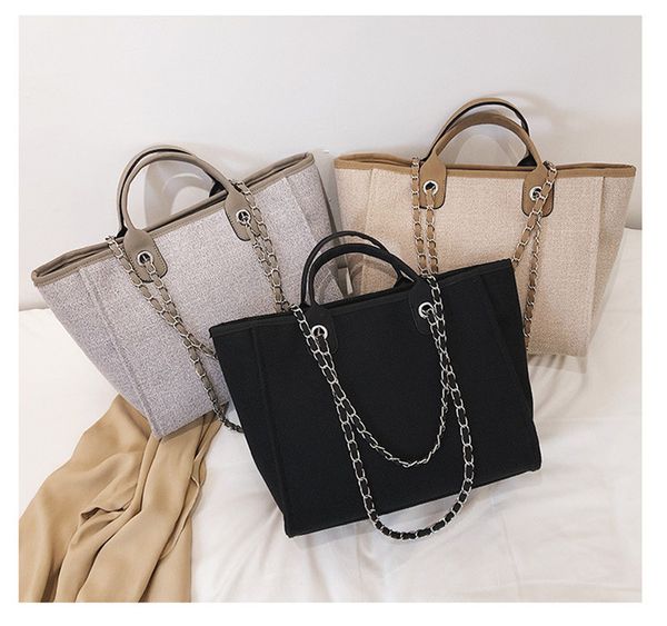 

fdb hemp cloth luxury solid color large capacity handbags fashionable ladies bags travel shopping womens bag